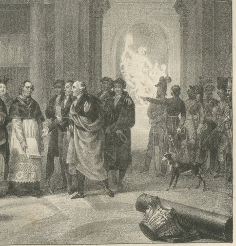 Treaty of Tolentino, the Pope's Masterpieces, Antique Madou Lithograph, 1827, close-up 2