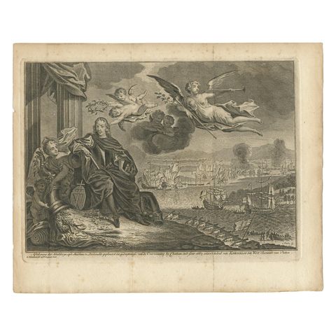 Antique Print of the Battle of Chattam by Fokke, 'c.1790'