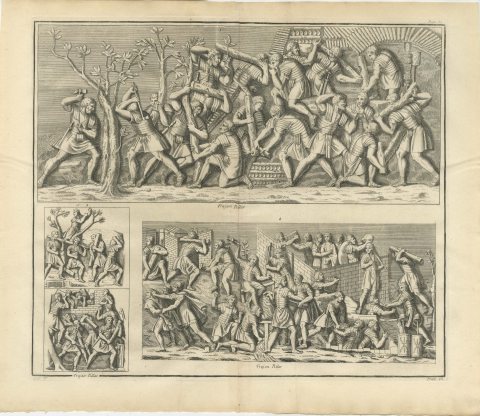 Roman Soldiers Felling Trees and Building Ramparts, Trajan's Column, 1722, view 2