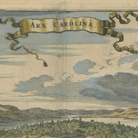 Fort Caroline in Florida, Montanus Engraving, Early America View 1671, close-up 3