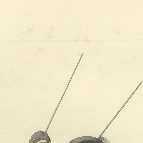 Antique Print of Two Judges Entering a Tournament, by Bonnard, 1860, close-up 1