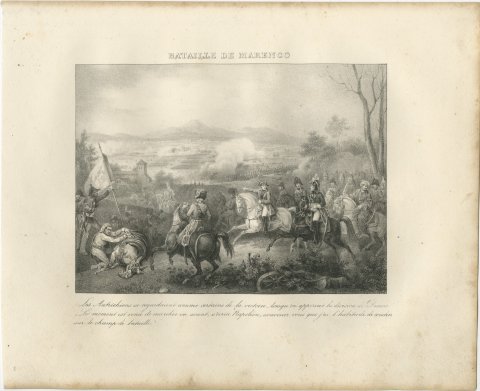 Battle of Marengo, Desaix Arrives, Antique Madou Lithograph, 1827, view 2