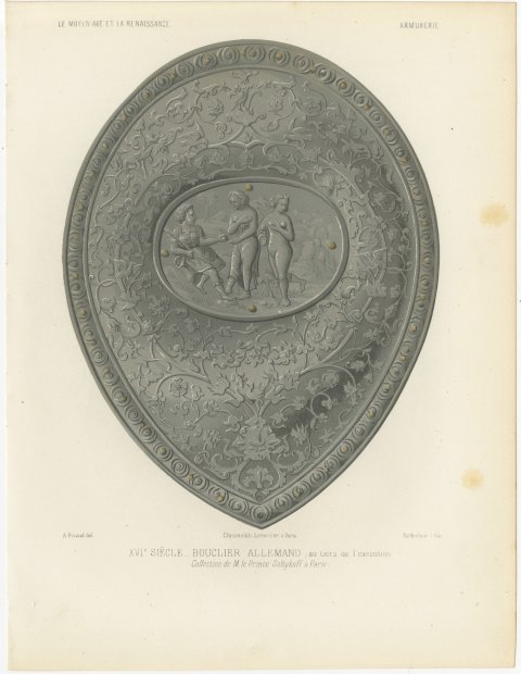 German Shield, Sixteenth Century, Soltykoff Collection, Antique Print, 1851, view 2