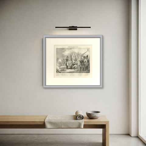 Convention of Alessandria, Melas Yields, Antique Madou Lithograph, 1827, shown framed on a wall