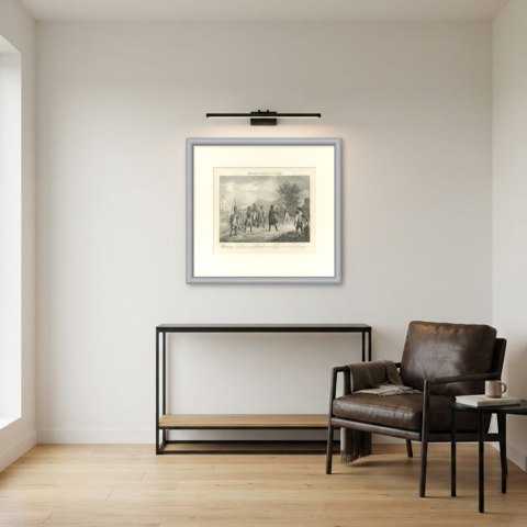 Landing at Frejus, Return from Egypt, Antique Madou Lithograph, 1827, shown framed in a room