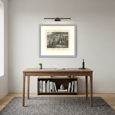 Bonaparte at Lonato, Eight Minutes, Antique Madou Lithograph, 1827, shown framed in a room