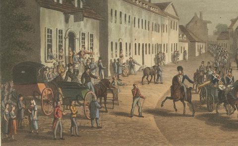 Napoleon's Defeat at Waterloo: Captured French Cannons Removed on July 24, 1815, close-up 1