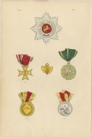 Orders of Baden, Zähringer Lion and Medals, Plate VIII, Wood Engraving, 1844, view 2