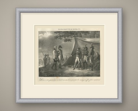 Bonaparte at Lonato, Eight Minutes, Antique Madou Lithograph, 1827, shown framed