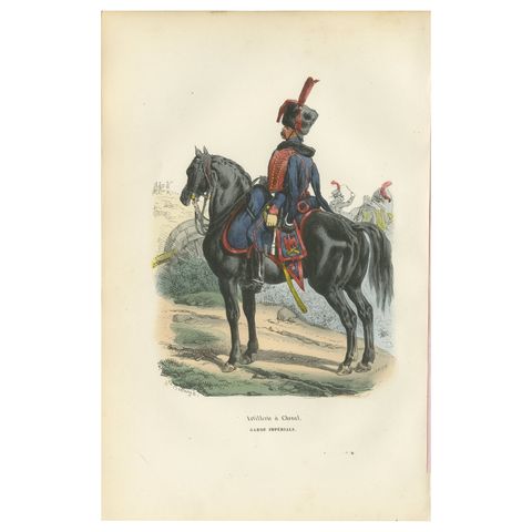 Artillerie à Cheval, Imperial Guard Cavalry, Napoleonic Military Print 1843