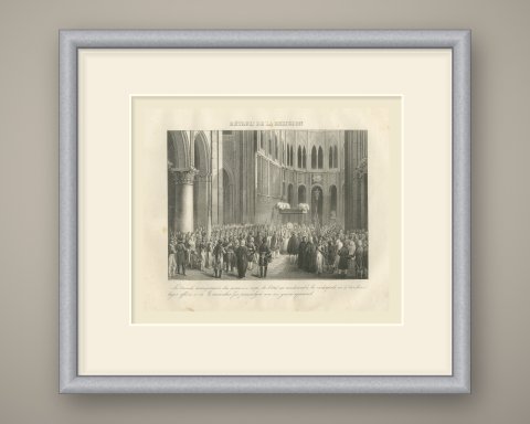 Restoration of Religion, Concordat Proclaimed, Antique Madou Lithograph, 1827, shown framed
