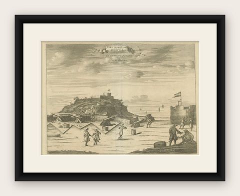Fort Nassau on the Island of Goree, Dutch Colonial Engraving, c.1700, shown framed