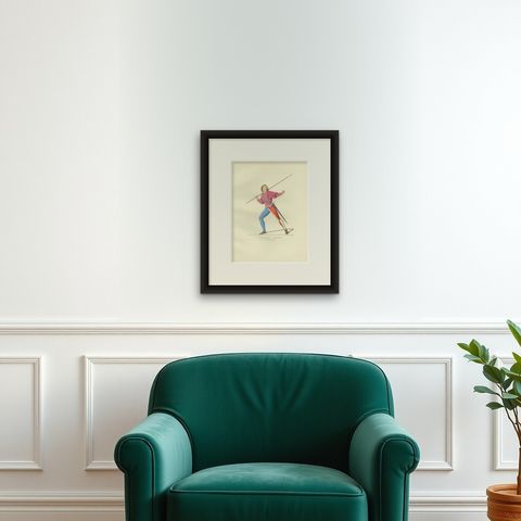 Antique Print of an Infantry Soldier, Italy, 15th Century, by Bonnard, 1860, shown framed on a wall