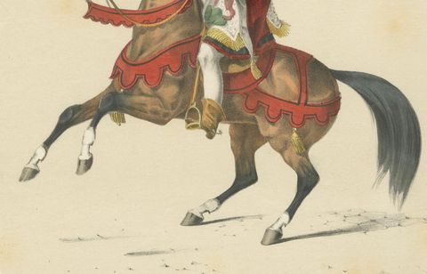 Marten Banner Carrier and Swiss Military Musicians in Festive Procession, 1855, close-up 2