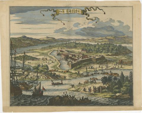 Fort Caroline in Florida, Montanus Engraving, Early America View 1671