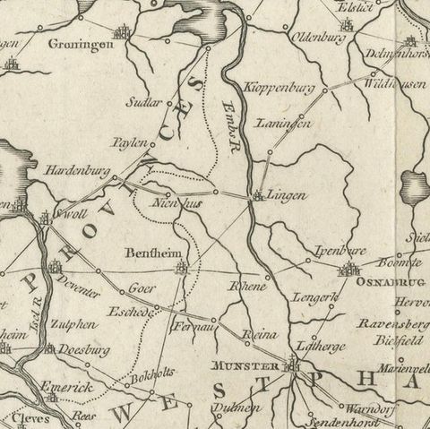 Seat of War Westphalia Map, Antique Military Map Netherlands Germany, 1763, close-up 4