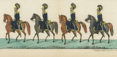 Royal Swedish Dragoon Corps, Cavalry Uniforms, Stockholm, c.1800, close-up 2