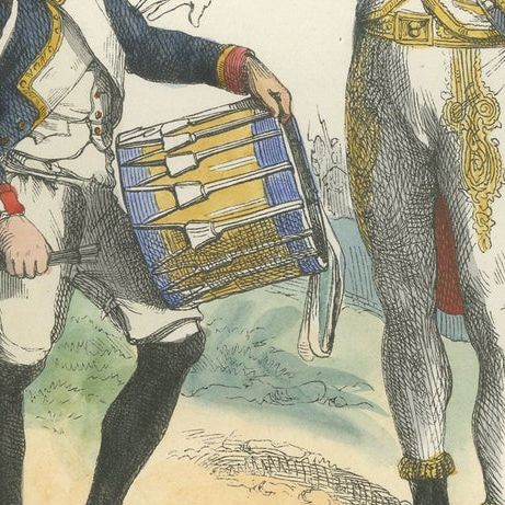 Napoleon I Imperial Guard Grenadier Drum Major and Line Infantry Drummer c1843, close-up 3
