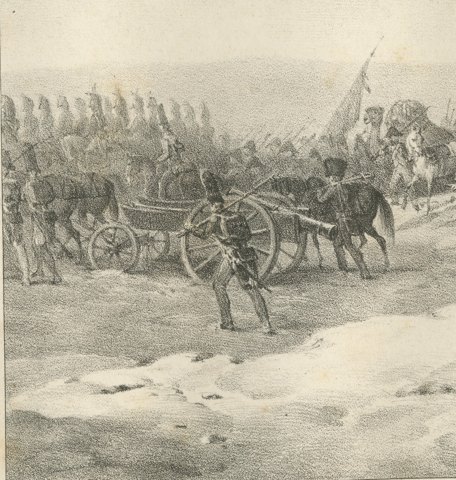 March in the Desert, Egypt, an Ocean of Sand, Antique Madou Lithograph, 1827, close-up 1