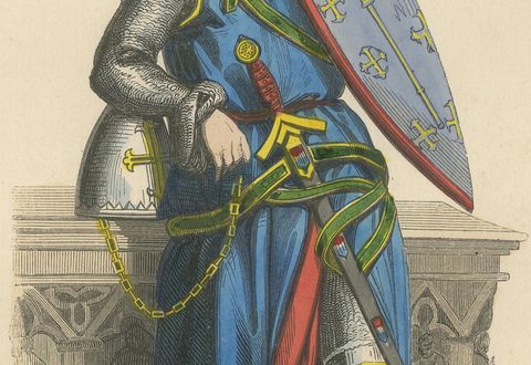 The Crusader's Rest: Sir Roger de Trumpington in Armored Repose, 1847, close-up 2