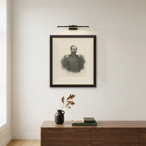 Portrait of an Officer in Uniform, Lithograph by Hornemann, 1850, shown framed on a wall