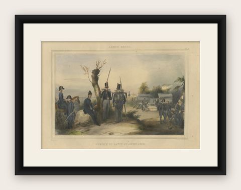 Decorative Print of the Belgium Army with Ambulance Troops in the Field, 1833