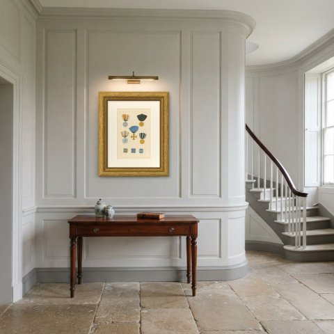 Prussian Medals, For Rescue from Danger and Service Bars, Plate LXIII, 1844, shown framed in a room