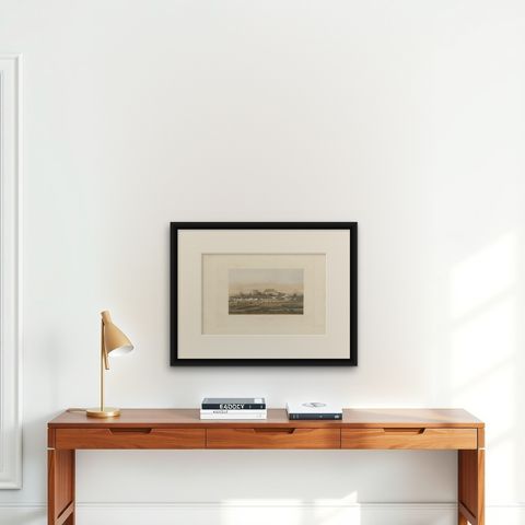 Antique Print of the Battle of Brienne 'circa 1860', shown framed on a wall