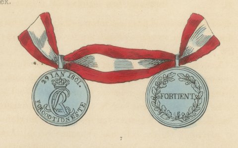 Orders of Denmark, Dannebrog Crosses and Long Service Medals, Plate XX, 1844, close-up 1