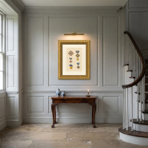 Orders of the Two Sicilies, Saint George of the Reunion, Plate XXII, 1844, shown framed in a room