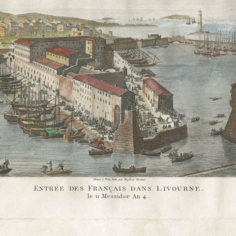 Entry of French Troops into Livorno 1796, Napoleonic Era Port Scene, 1808, close-up 4