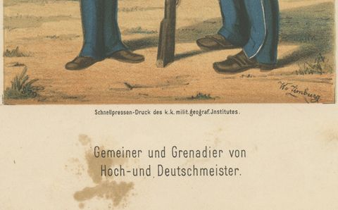 Austrian Soldier & Grenadier, Hoch- und Deutschmeister Regiment 1836–1848 Litho, close-up 1
