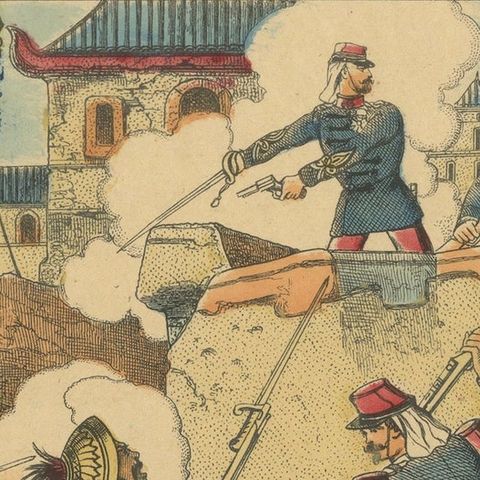 Tonkin War Battle Scene, Défense de Tuyen-Quan, Épinal Print, 1885, close-up 3