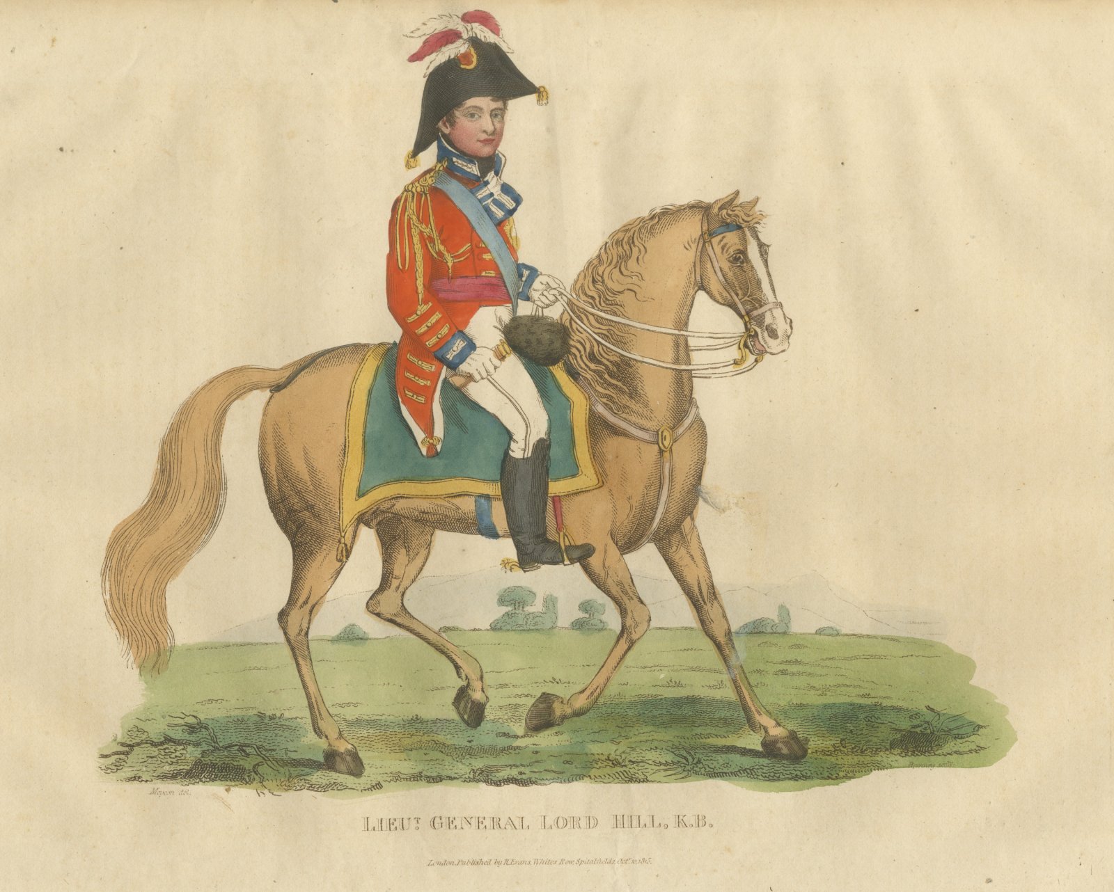 Lord Hill, Lieutenant General, Riding a Pale Chestnut Horse, 1815