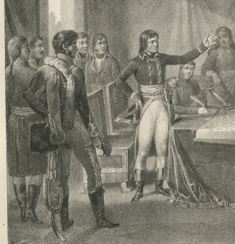 Treaty of Leoben, Belgium Ceded to France, Antique Madou Lithograph, 1827, close-up 1