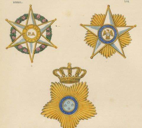 Orders of Brazil, Order of the Rose and Southern Cross, Plate XVI, 1844, close-up 1