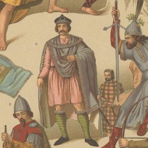 Pl. 150 Antique Print of Scottish Military Outfits by Racinet, 'circa 1880', close-up 2