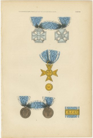 Schwarzburg, War of Liberation Cross and Medals, Plate LXXVIII, 1844, view 2