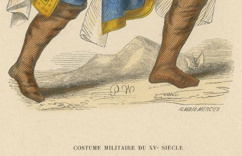 Vigilance in Blue: 15th Century Military Garb, 1847, close-up 1
