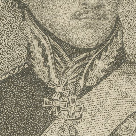 Antique Portrait Matvei Platov, Russian General, Engraving c.1815, close-up 4