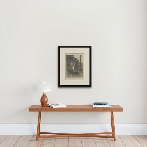 Antique Print of Cavalry at Tampa by London News, 1898, shown framed on a wall