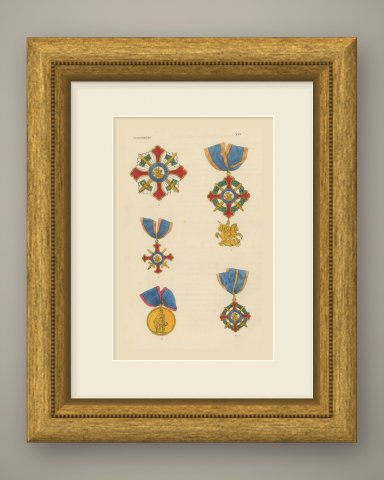Orders of the Two Sicilies, Saint George of the Reunion, Plate XXII, 1844, shown framed