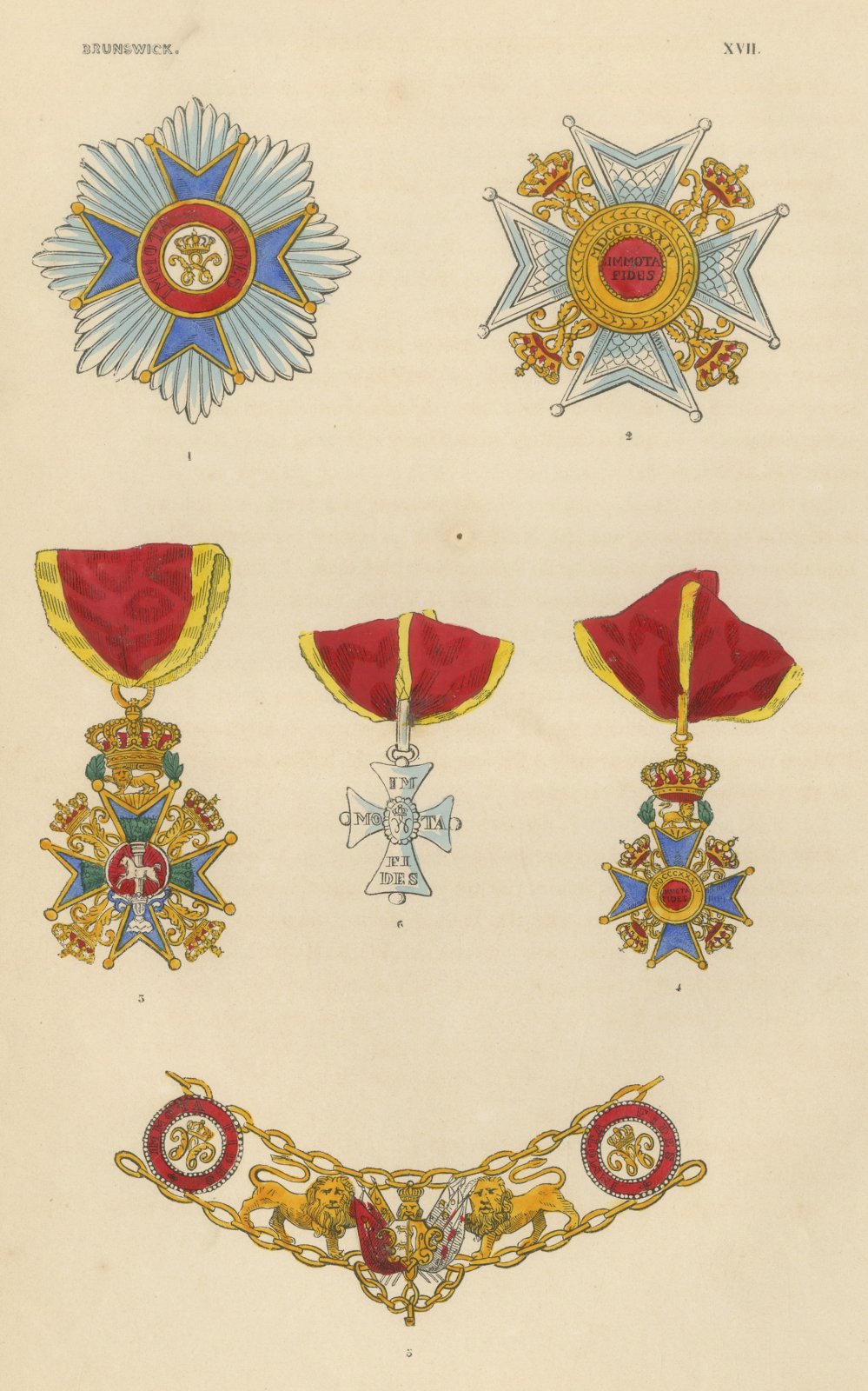 Orders of Brunswick, Order of Henry the Lion Insignia, Plate XVII, 1844