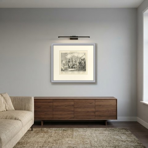 Convention of Alessandria, Melas Yields, Antique Madou Lithograph, 1827, shown framed in a room