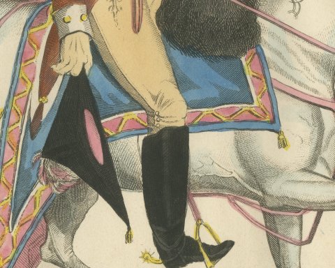 Prince Leopold of Saxe Coburg with Hat in Hand on a Gray Horse, 1816, close-up 2