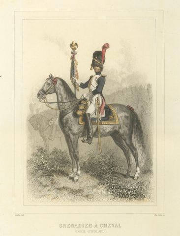 Napoleonic Guard Soldiers, Grenadier, Marine, and Standard Bearer, 1859, close-up 1