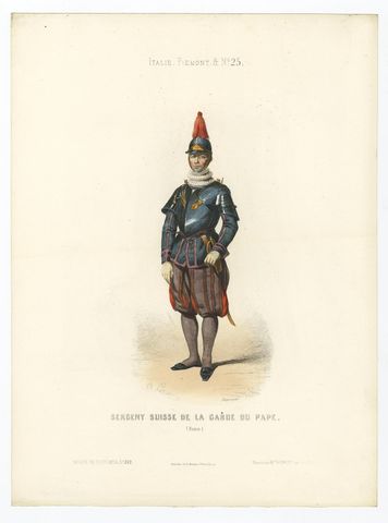Antique Print of a Swiss Guard for the Pope in The Vatican, 1850, view 2
