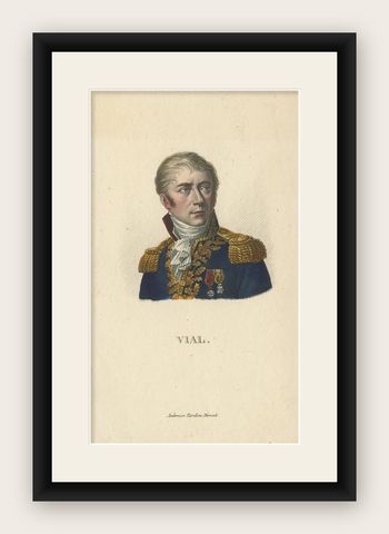 Antique Portrait of French General Honoré Vial by Tardieu, ca.1820, shown framed