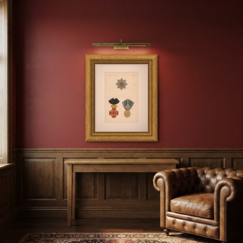 Holy Land and Tunis, Jerusalem Cross and Tunisian Badge, Plate LXXXII, 1844, shown framed in a room