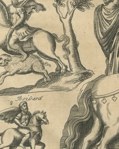 Roman Equestrian Statue and Cavalry Reliefs, Montfaucon Engraving, 1722, close-up 2